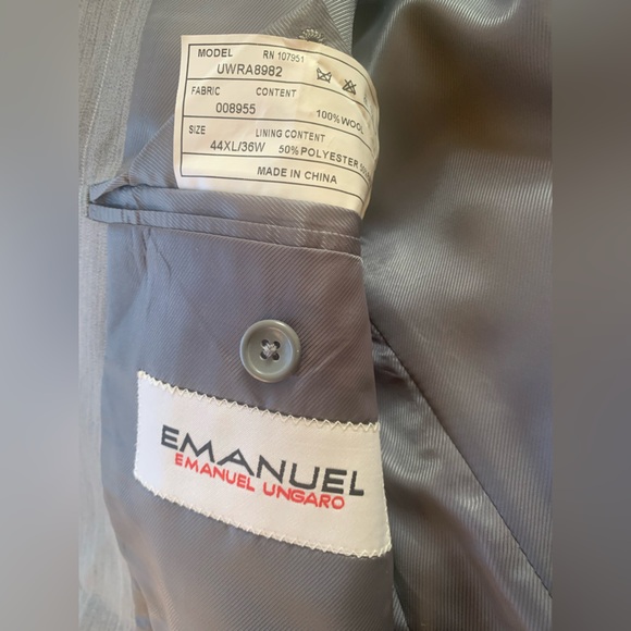 EMMANUEL UNGARO Men’s (Italian Import) Worsted Wool Suit Jacket-Sz 44XL/36 Grey